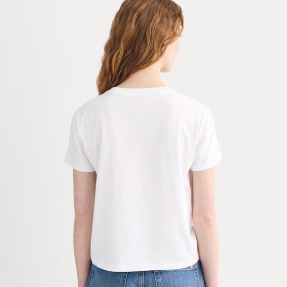 EVERLANE WHITE BOX CUT TEE IN ESSENTIAL COTTON - Picture 2 of 3
